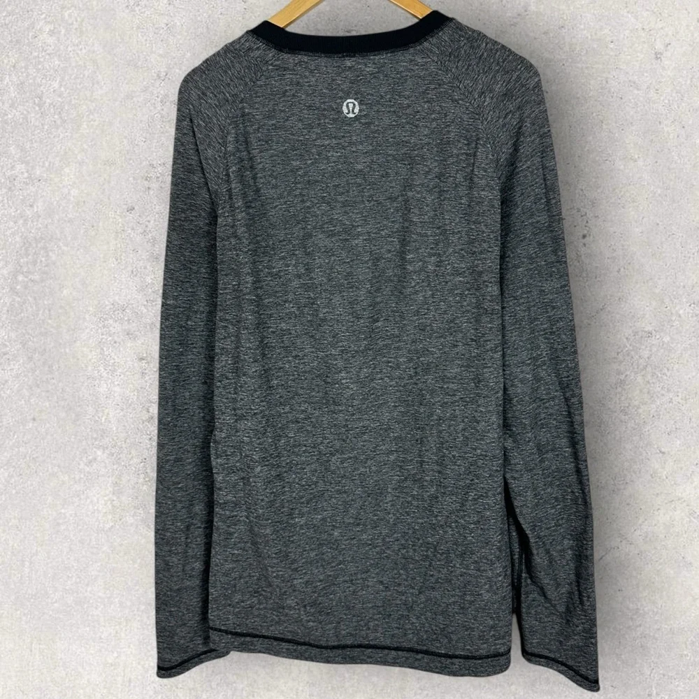 Lululemon Mens Heathered Grey Long‎ Sleeve Crew Neck T-Shirt Mens Active Tee XL - Picture 9 of 10